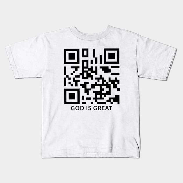 God is Great Qr Code Kids T-Shirt by DiegoCarvalho